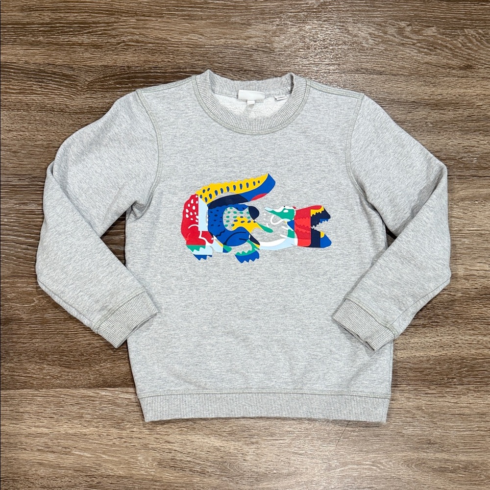 Lacoste Kids Gray Sweatshirt with Multicolor Crocodile